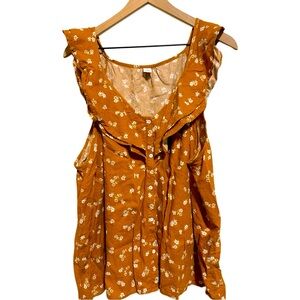 Old Navy Ruffle Floral Top - Mustard